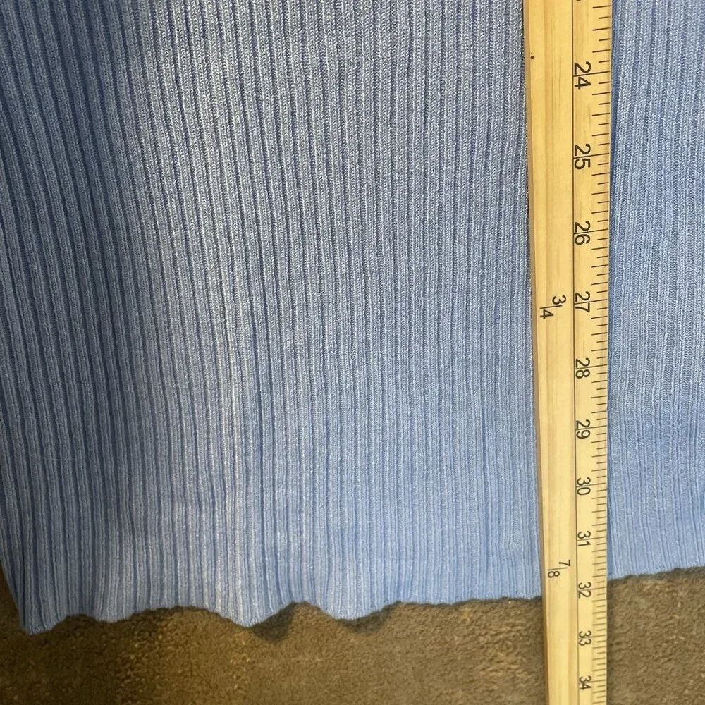 H&M Dress Womens Medium Light Blue Ribbed Knit Racer Back Sleeveless Knee Tank - Picture 6 of 6